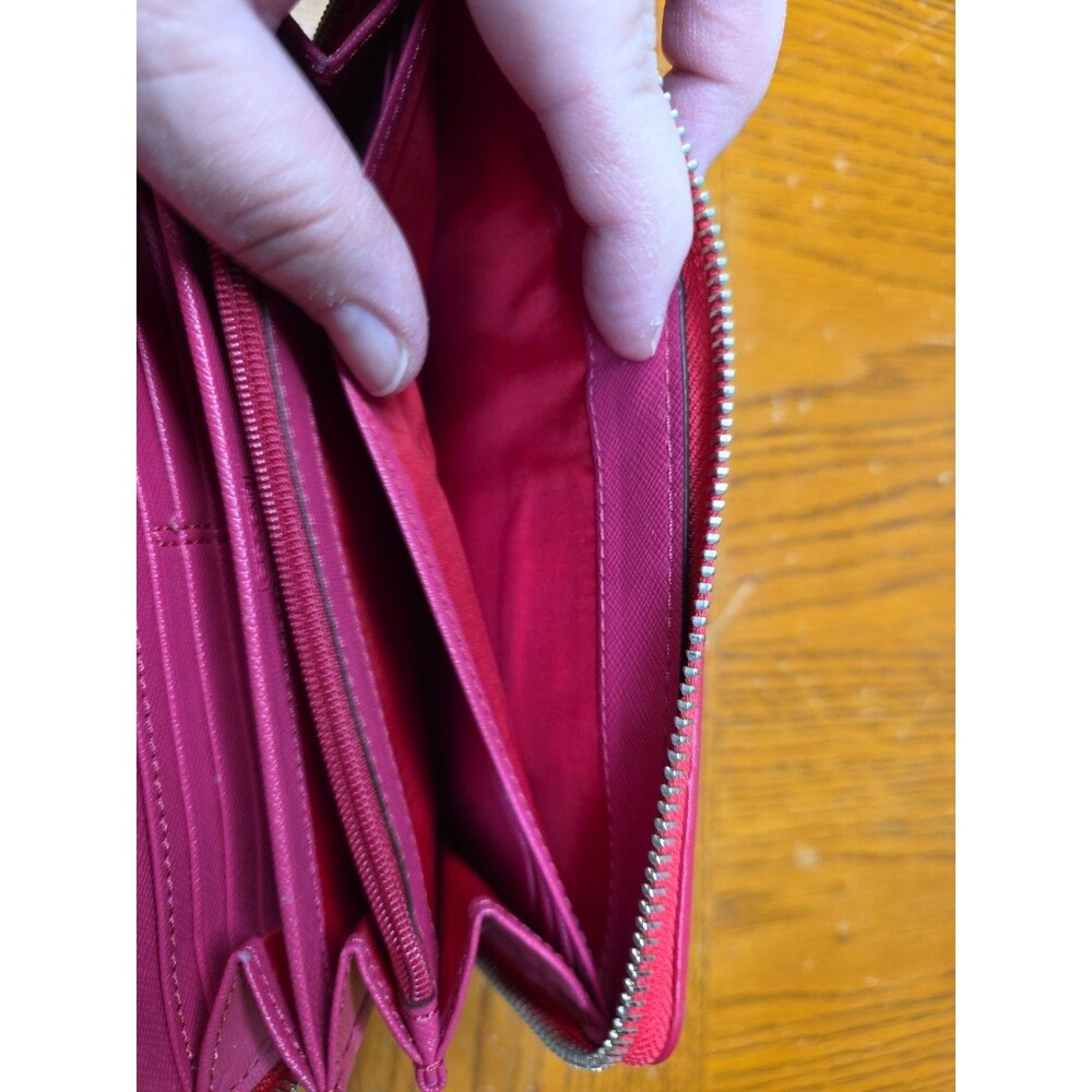 Coach Madison Gathered Leather Zip Around Wallet Raspberry - Picture 8 of 12